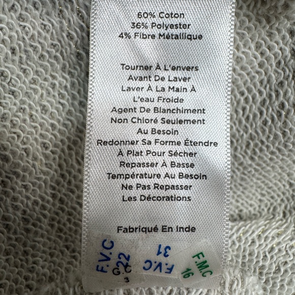 Talbots Embellished Fair Isle Pattern Metallic Stripe Crew Neck Knit Top Large - Picture 7 of 7